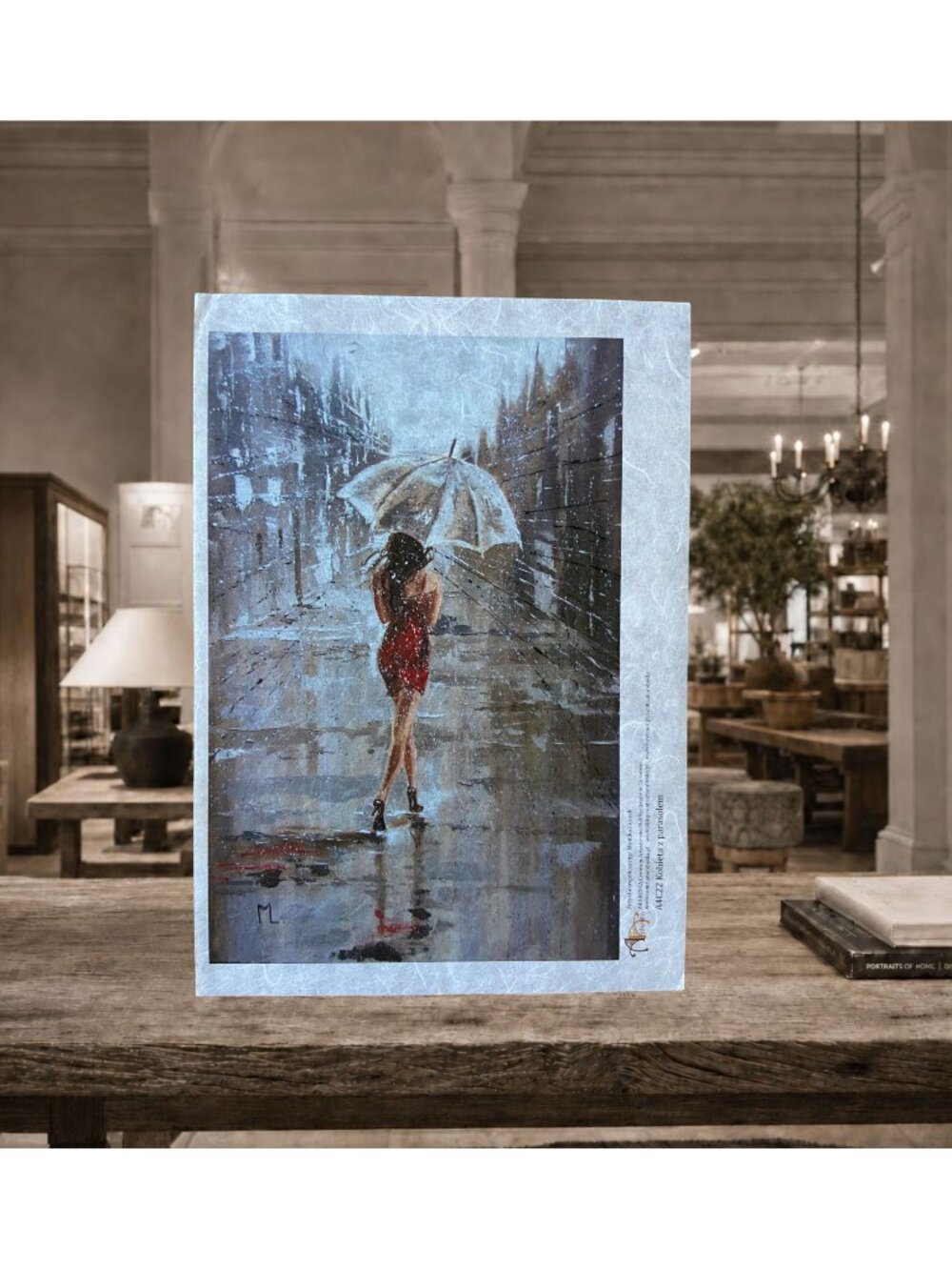 Monika Luniak Woman With Umbrella Decoupage Rice Paper Art Sheet 8.5x12
